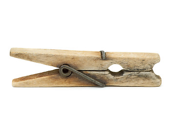 Image showing Old wooden clothespin