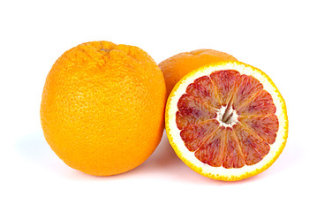 Image showing Blood (red-pulp Malta) oranges and half