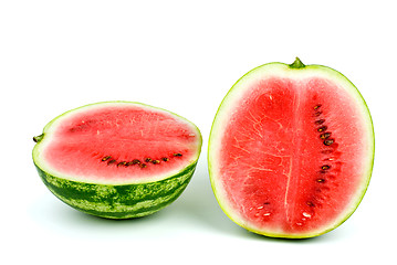 Image showing Two halves of watermelon