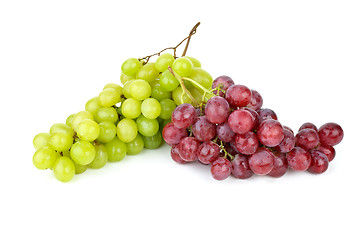 Image showing Green and pink grapes isolated on the white background