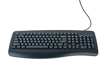 Image showing Black ergonomic computer keyboard