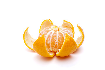 Image showing Peeled tangerine inside peel