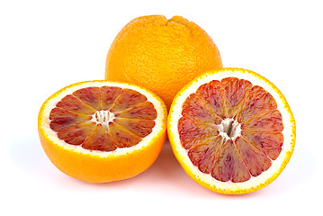 Image showing Blood (red-pulp Malta) orange and halves