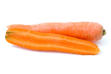 Image showing Ripe fresh long carrot and half