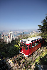 Image showing Tourist tram at the Peak, Hong Kong 