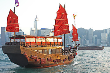 Image showing sailboat in Hong Kong harbor 