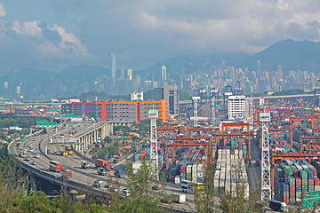 Image showing highway and container terminals in Hong Kong