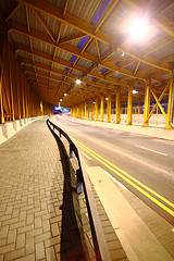 Image showing Modern Urban City with Freeway Traffic at Night, hong kong 