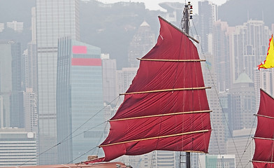 Image showing sailboat in Hong Kong harbor 