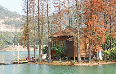 Image showing wood house on water