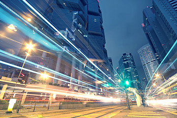 Image showing traffic in Hong Kong at night 