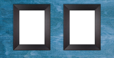 Image showing Two blank wooden black frames