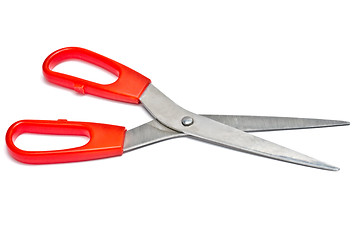 Image showing Red handled scissors 