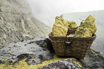 Image showing  Basket full of sulfur nuggets