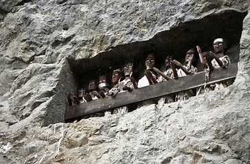 Image showing  Tau tau on balconies the Toraja way of death