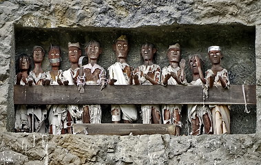 Image showing Tau tau on balconies the Toraja way of death