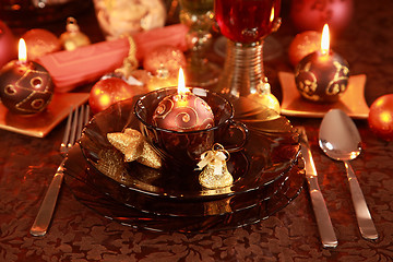 Image showing Luxury place setting for Christmas