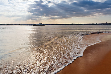 Image showing Sunset on the Tejo river.