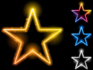 Image showing Glowing Neon Stars Set of Four
