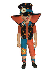 Image showing boy standing in a clown costume