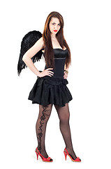 Image showing Beautiful brunette woman with black wings