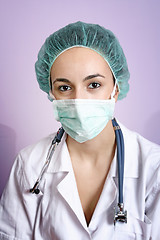 Image showing Portrait of a young doctor with stethoscope.