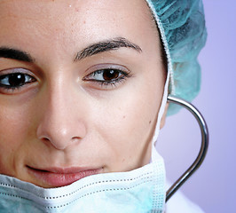 Image showing Young doctor with stethoscope.