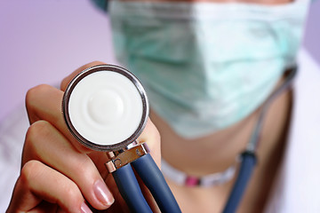 Image showing Young doctor with stethoscope.