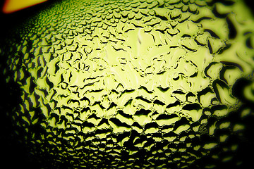 Image showing Green drops of water - light from backside. Macro