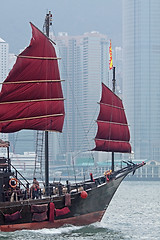 Image showing sailboat in Hong Kong harbor 