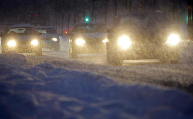 Image showing Cars in snowstorm