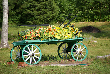Image showing cart with flowers