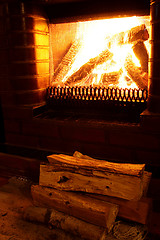 Image showing Foto of warm fireplace at late evening