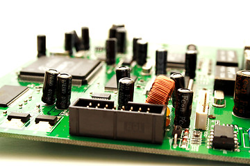 Image showing Foto of green computer circuit board transistors