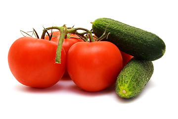 Image showing Foto of cucumbers  and tomatoes in room