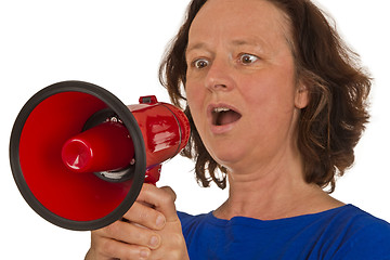 Image showing Woman with megaphone