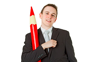 Image showing Businessman with red pencil