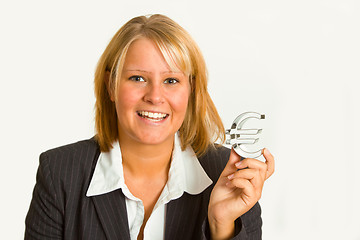 Image showing Businesswoman with euro sign