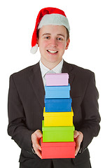 Image showing Businessman with chrismas hat