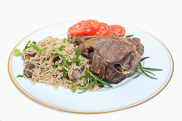 Image showing Lamb chops with rice