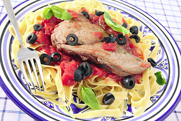 Image showing Veal Mediterranean meal angled