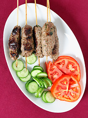 Image showing Kofta plate and salad from above