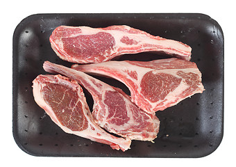 Image showing Lamb rib chops on tray