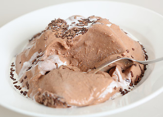 Image showing Chocolate pudding and spoon