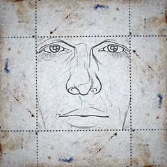 Image showing face on stained paper