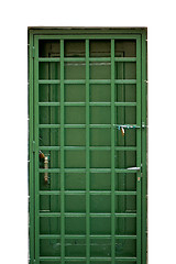 Image showing green metal door