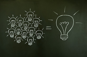 Image showing Light bulbs teamwork concept