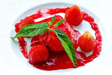 Image showing Strawberry panna cotta