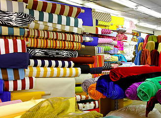 Image showing Textile fabric rolls