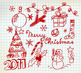 Image showing Vector Christmas and New Year doodle illustrations